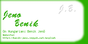 jeno benik business card